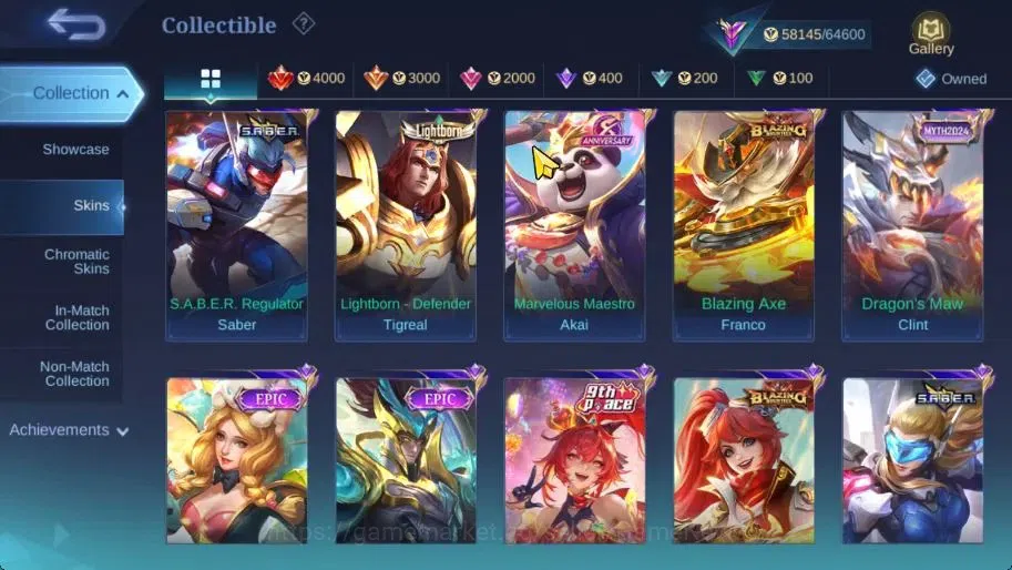 Mobile Legends: Bang Bang Accounts Hero 132|Skin 256|High Glory 57|KOF Karina, LBox K image 8