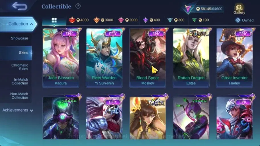 Mobile Legends: Bang Bang Accounts Hero 132|Skin 256|High Glory 57|KOF Karina, LBox K image 9