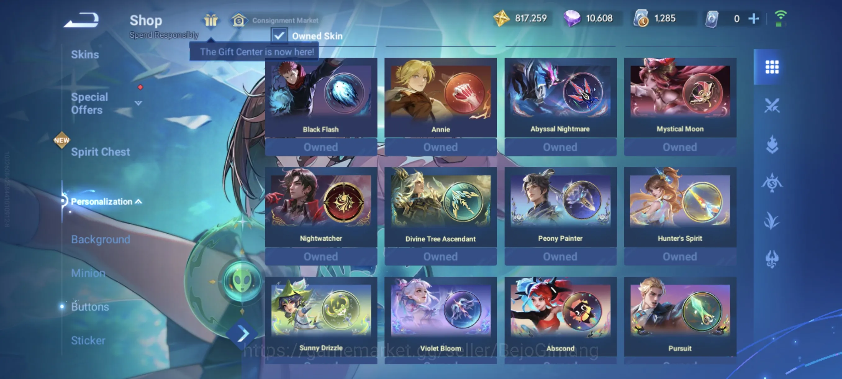 Honor of Kings Accounts Rare Skin Global Hero 113 Skin 352: MYTHIC Lu Bu, 2 JJK(Yuji,Nobara) Kaito Kid, Ultraman Tiga 1
