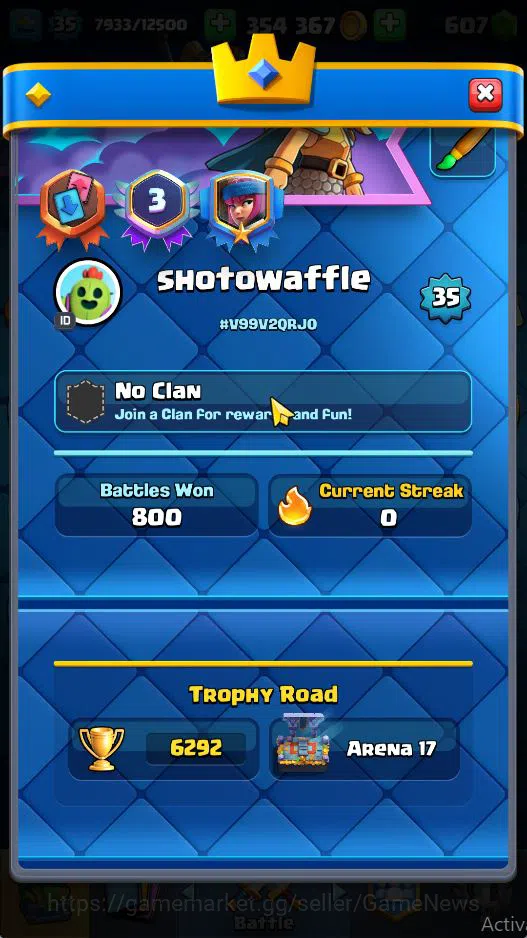 Clash Royale Accounts Lv 39|Trophy 7411|KTL 13|Limited Skin|Card 121| 1 image 2