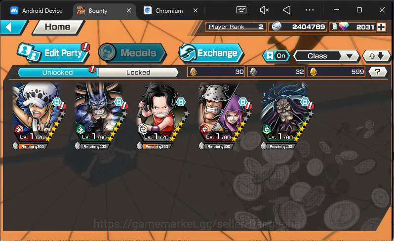 One Piece Bounty Rush Accounts GLOBAL|EX 2+PR 2|RD2031|WI Trafalger Law,BM Onigas image 6