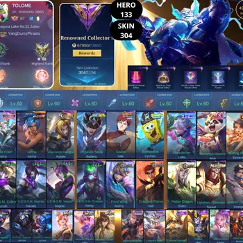 Mobile Legends: Bang Bang Accounts Rare Skin BEST OFFER | HERO 133 | SKIN 304 | FRANCO LUCKYBOX | KARINA KOF | NATALIA