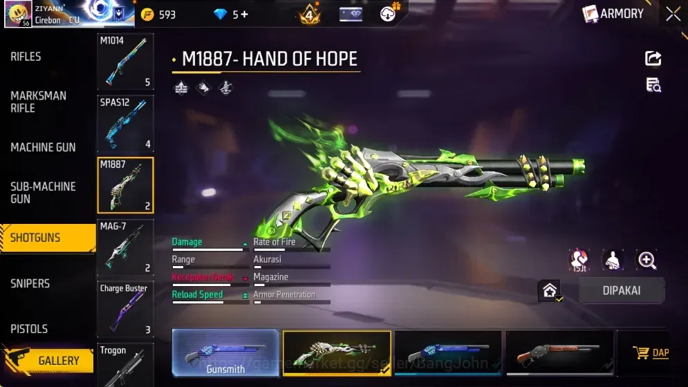 Free Fire Accounts Indonesia |EVO M4A1 Lv.4,MP5 Lv.3,XM8 Lv.5|M1887-Hand Of Hope,Mamba Gnaw|Electrify Bunny Bp| Check SS 1