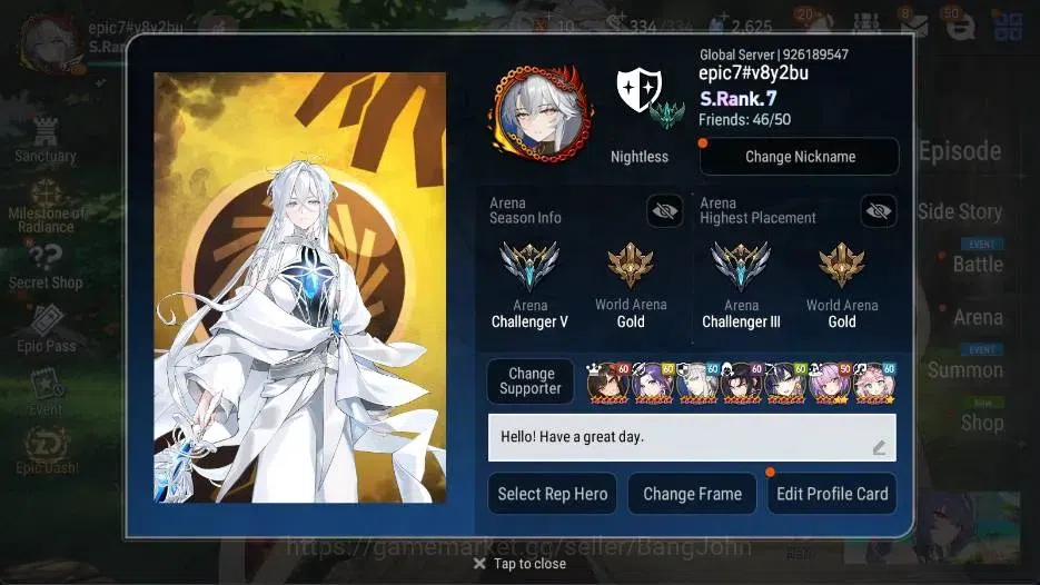 Epic Seven Accounts High-End Global |22 ML(Zio,Harsetti,AVildred,FLidica,ROLight Etc)+Perfumer Byblis+Fumyr|SS 2.6K|Gold 2