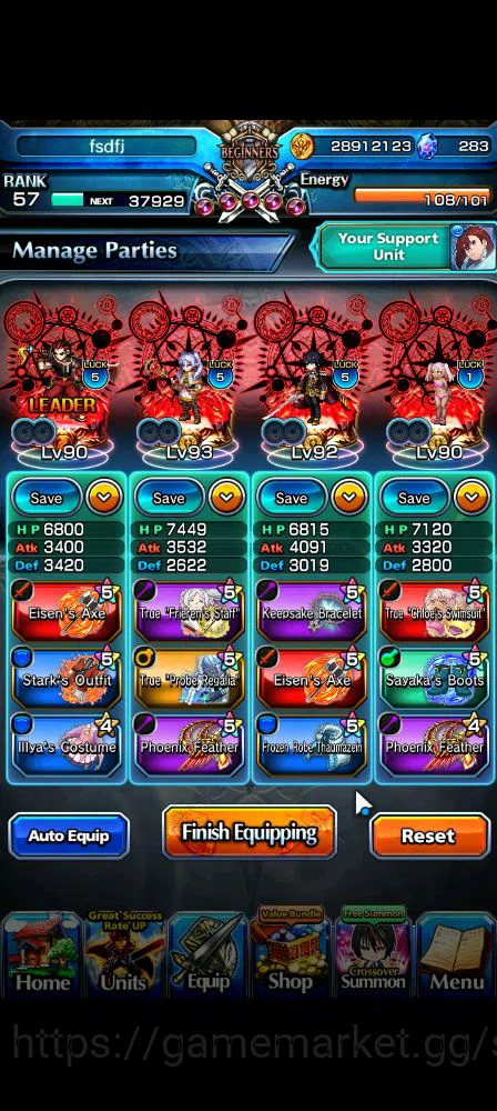 Grand Summoners Accounts Global|Rank 57|283 cc|11 Ascend+6 TW|[S Chloe,Momo image 18