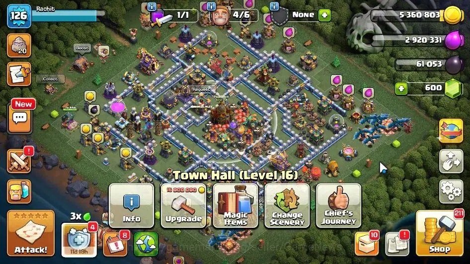 Clash of Clans Accounts LV 126|TH 16-BH 10|HH 10|Limited Skin|BK 53,AQ 66, image 1