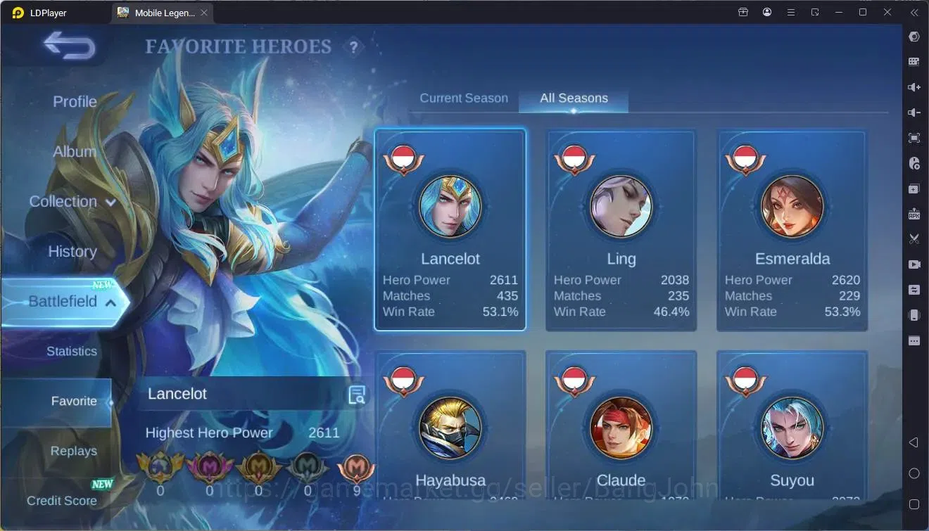 Mobile Legends: Bang Bang Accounts Global|Hero132|Skin 237|Prime Granger|KOF Karina|C image 20