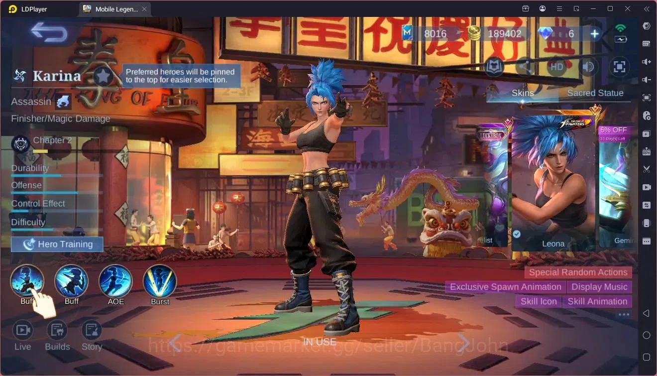 Mobile Legends: Bang Bang Accounts Global|Hero132|Skin 237|Prime Granger|KOF Karina|C image 8