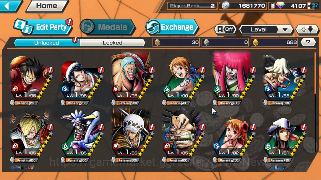 One Piece Bounty Rush Accounts Global|Android Only|Ready Gacha|RainbowDiamond 410 image 3
