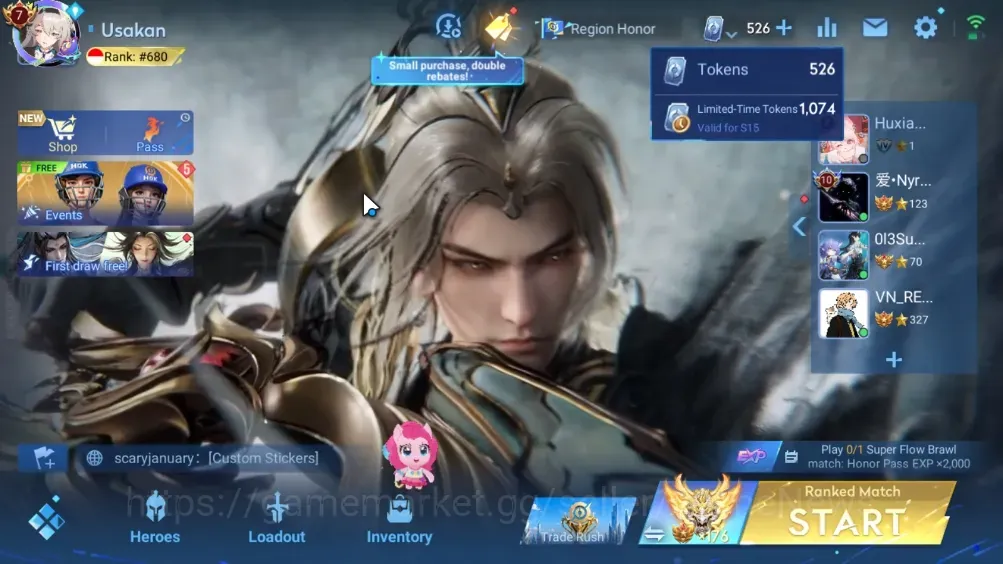 Honor of Kings Accounts Rare Skin Hero 113 Skin 310|Mythic Guan Yu,4 Precious(Musashi,Feyd,Marco Polo,Allain),2Jujutsu 1