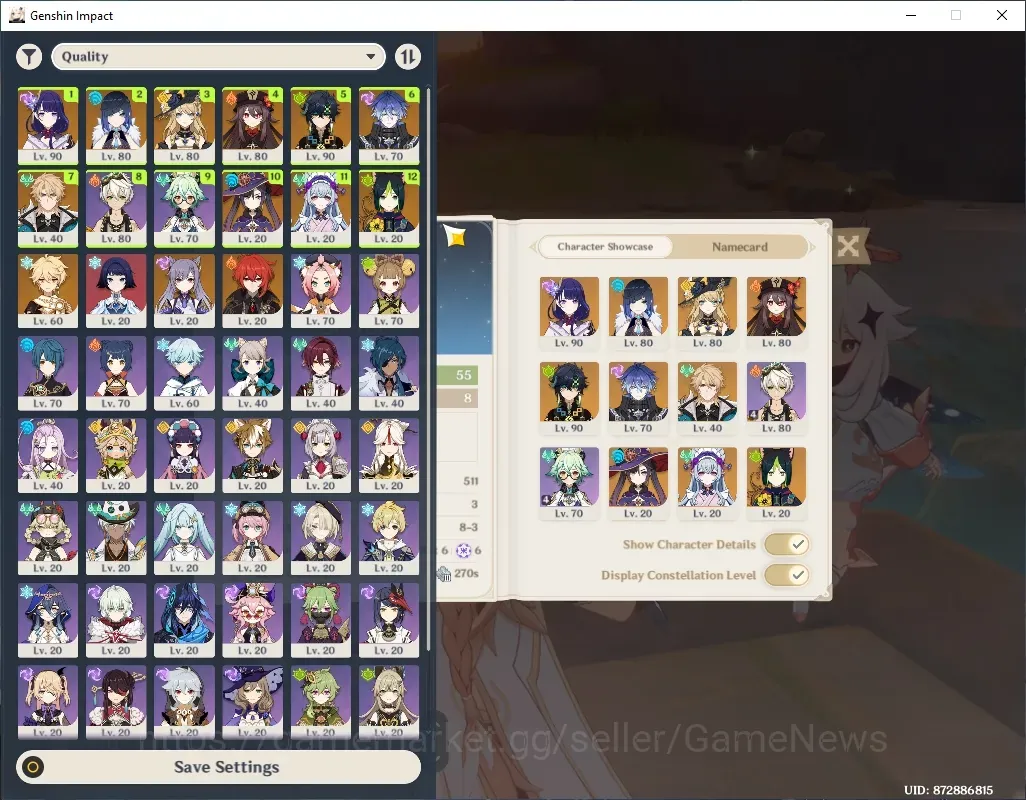 Genshin Impact Accounts Others ASIA|AR 55|7 Limited + 4 (*5Weapon)|(Raiden Shogun)+Sign,Kinich,Flins,Navia,Yelan,Hu 1
