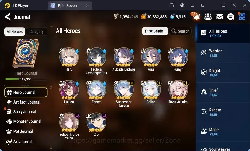 Epic Seven Accounts Starter Global Unverif|5ML(Zio,Belian,Barunka,SNYulha,STaeyou)+Collab Haru|PoH+Bless ON|SS 6.9K|Theater 1