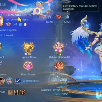 Mobile Legends: Bang Bang Accounts Collector Hero 133|Skin 360|Karina KOF,Roger TFormers,Ruby LBox,Zodiac