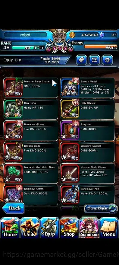 Grand Summoners Accounts Mid-Game Global|Rank 43|2 Ascend ( Combat Form Milim, Elenore )|Lpot 46 |Check SS(GS2576) 12