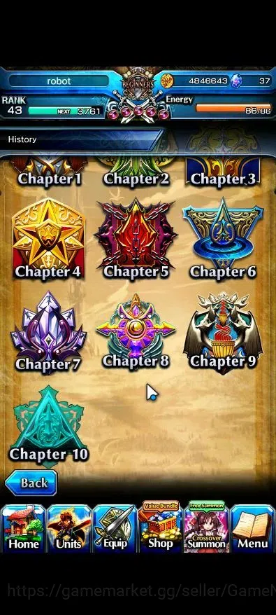 Grand Summoners Accounts Mid-Game Global|Rank 43|2 Ascend ( Combat Form Milim, Elenore )|Lpot 46 |Check SS(GS2576) 16