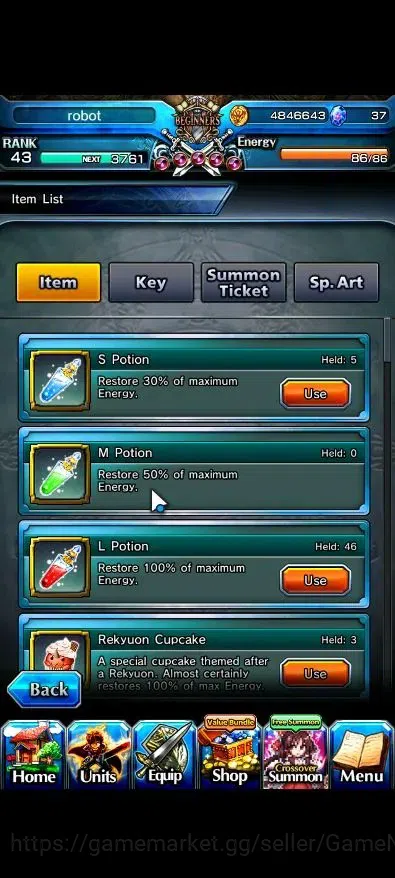 Grand Summoners Accounts Mid-Game Global|Rank 43|2 Ascend ( Combat Form Milim, Elenore )|Lpot 46 |Check SS(GS2576) 2