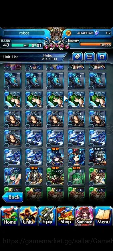 Grand Summoners Accounts Mid-Game Global|Rank 43|2 Ascend ( Combat Form Milim, Elenore )|Lpot 46 |Check SS(GS2576) 8