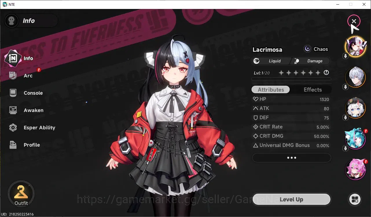 Neverness to Everness Accounts GLOBAL SEA|HL 3|2640 Annulith|2 SSR(LacrimosaA2,Sa image 3