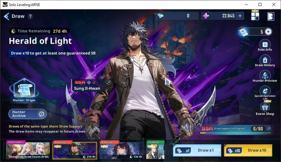 Solo Leveling: ARISE Accounts Total Power 228K | 11SSR | Essence 22k, Draw Ticket 200+| TawataA5+WeaponA7, EsilA3+Weapon 11