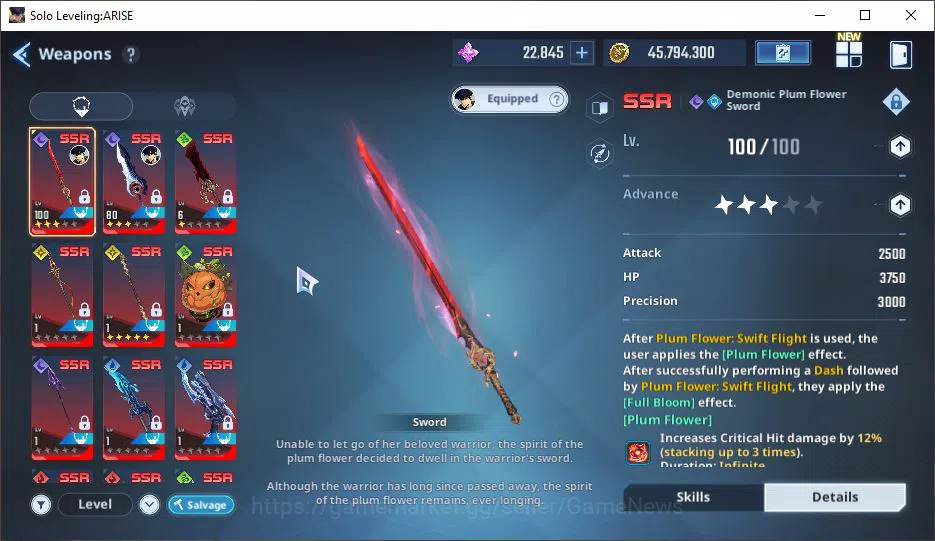 Solo Leveling: ARISE Accounts Total Power 228K | 11SSR | Essence 22k, Draw Ticket 200+| TawataA5+WeaponA7, EsilA3+Weapon 14