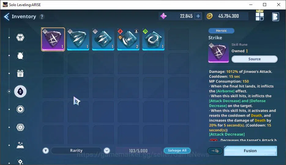 Solo Leveling: ARISE Accounts Total Power 228K | 11SSR | Essence 22k, Draw Ticket 200+| TawataA5+WeaponA7, EsilA3+Weapon 9