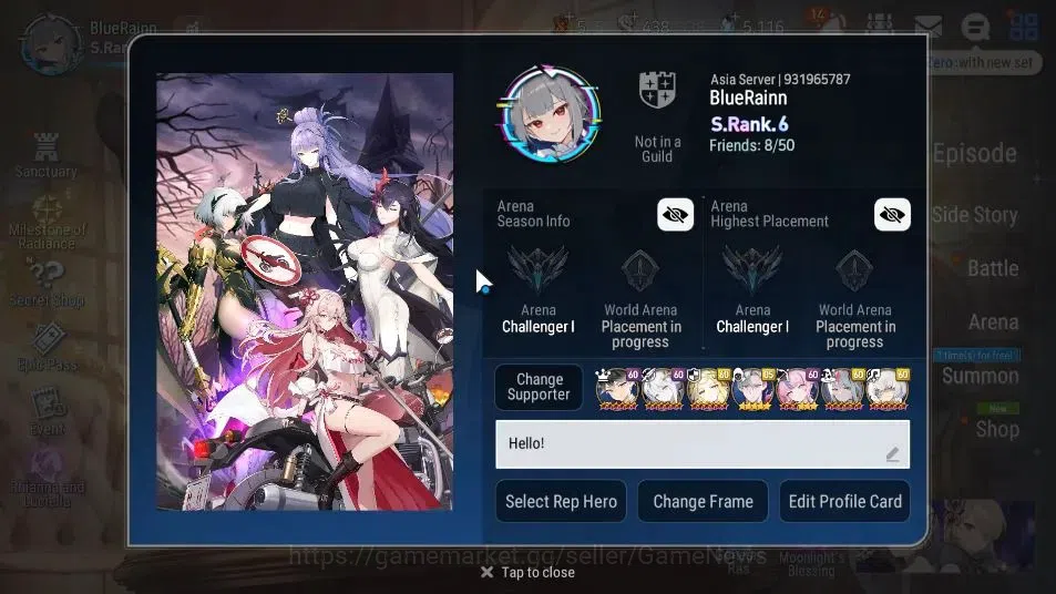 Epic Seven Accounts ASIA|25 ML(Monarch otS Iseria,Salome,LOTScales,Etc image 2