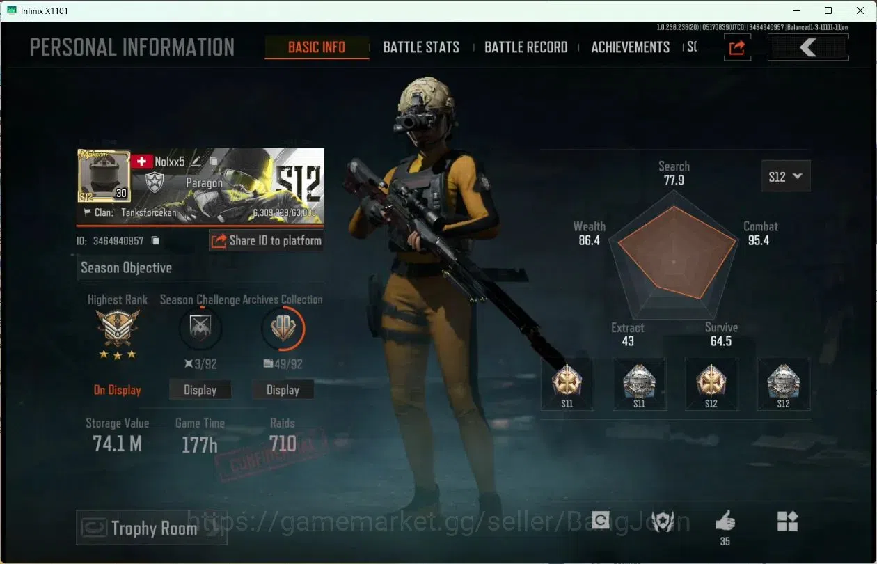 Arena Breakout Accounts Mobile | CV 53M | SV 74,1M | LVL30 | KOI LR-AR2, S image 1