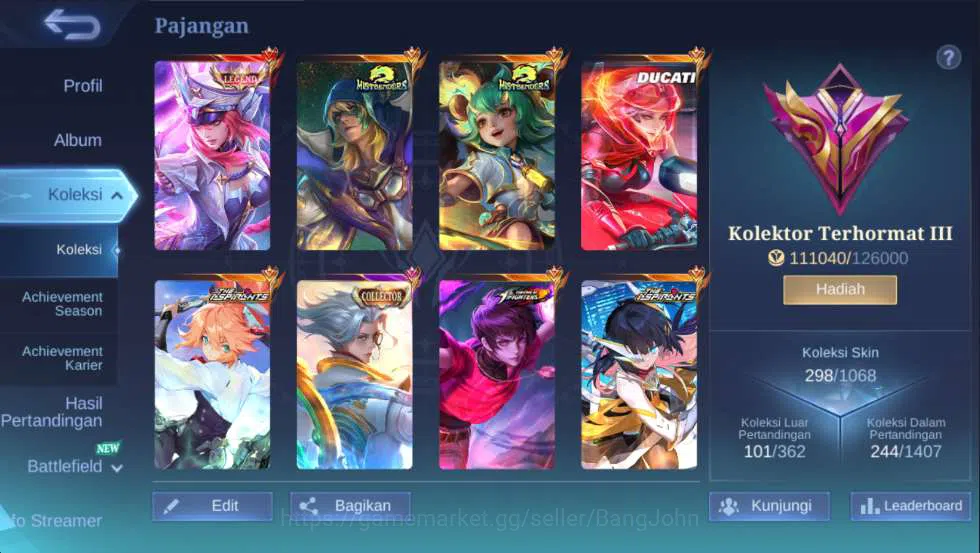 Mobile Legends: Bang Bang Accounts Others Hero 127 | Skin 298 | Legend Freya, Mistbenders Nana+Aldous, Ducati Benedetta 2