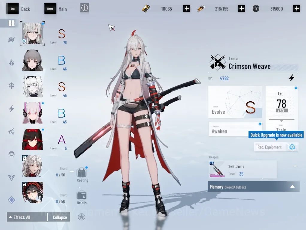 Punishing: Gray Raven Accounts Starter EU |Lv 56|S Lucia Crimson Weave, S No 21 Feral|10k BC, 3k YC, 9k BlueC|1 S Omniframe 1