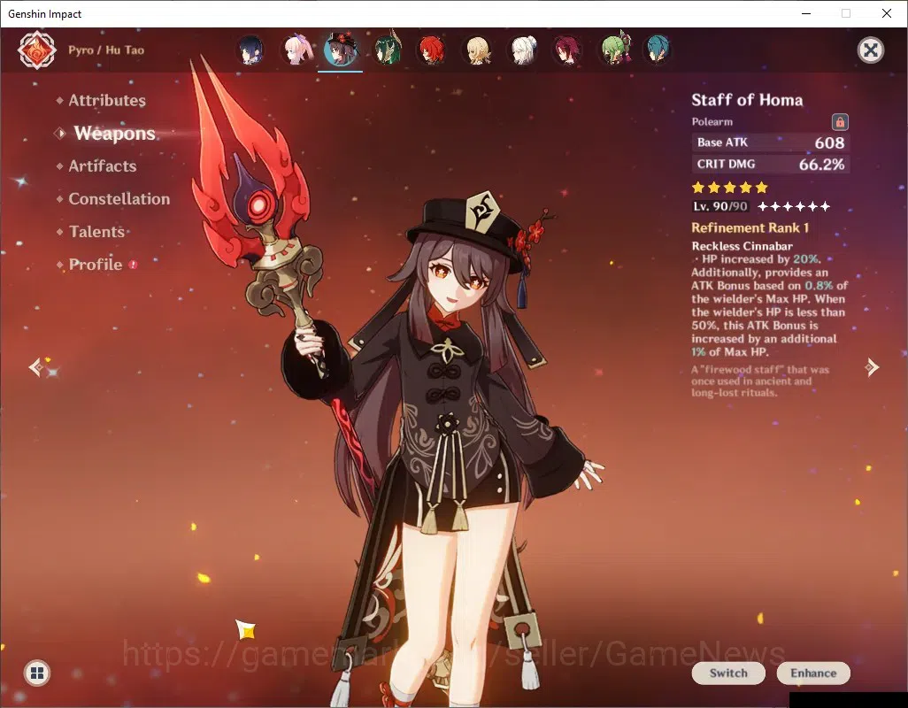 Genshin Impact Accounts ASIA|AR 60|PremTeam Mavu,HuTao|1788 Primo|15 Limit image 20