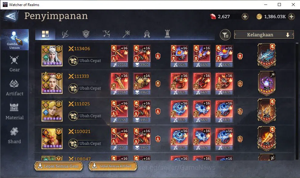 Watcher of Realms Accounts GLOBAL 60x|11,4M Power|12 Lord[IngridA5+Skin,Valde image 16