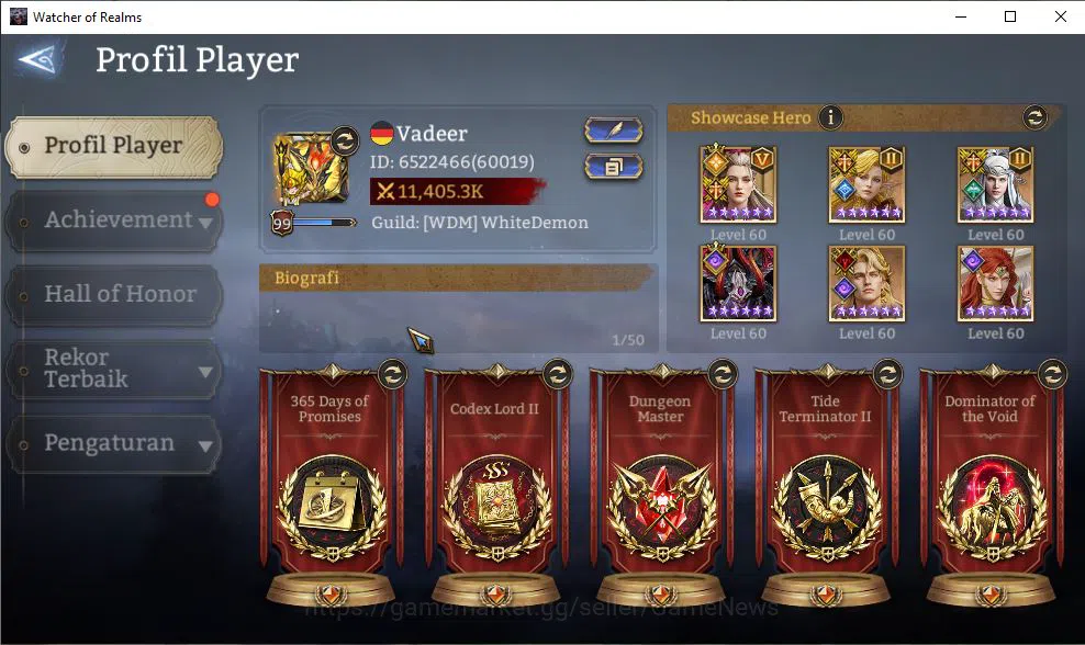 Watcher of Realms Accounts GLOBAL 60x|11,4M Power|12 Lord[IngridA5+Skin,Valde image 2