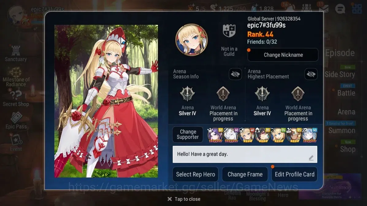 Epic Seven Accounts Starter GLOBAL|UnVerif|6 ML[Salome,LR Krau,Straze,AYufine,EW Ludwig,C Lilias]+AS Flan,Ruiza,Eda,Etc|1,8K 2
