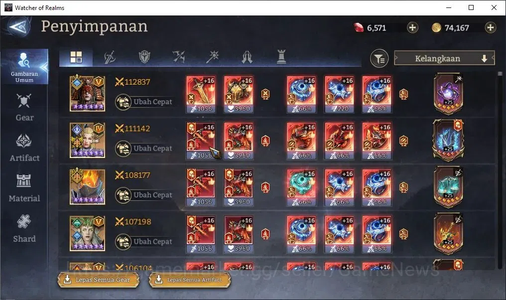 Watcher of Realms Accounts End-Game GLOBAL 60x|8M PWR|12 Lord[Oren,Rivenhal,Valderon,etc]|27 Legend[KagiriA1,Gu Shi,3 14