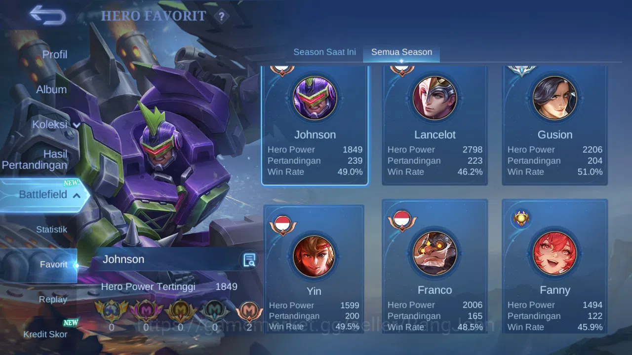 Mobile Legends: Bang Bang Accounts GLOBAL Hero 91 Skin 140 CC Nata | Epic Harley Lanc image 13