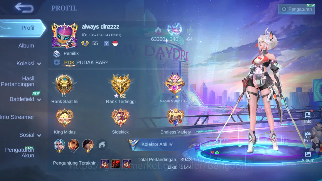 Mobile Legends: Bang Bang Accounts GLOBAL Hero 91 Skin 140 CC Nata | Epic Harley Lanc image 14