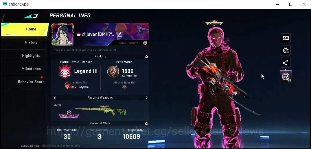 Blood Strike Accounts Collab Skin ASIA|Collab Bleach MCX|Ultra [M4A1 Iron,Vector Fox,DEagle Fortune]|Limit[Origin-12,URB 2