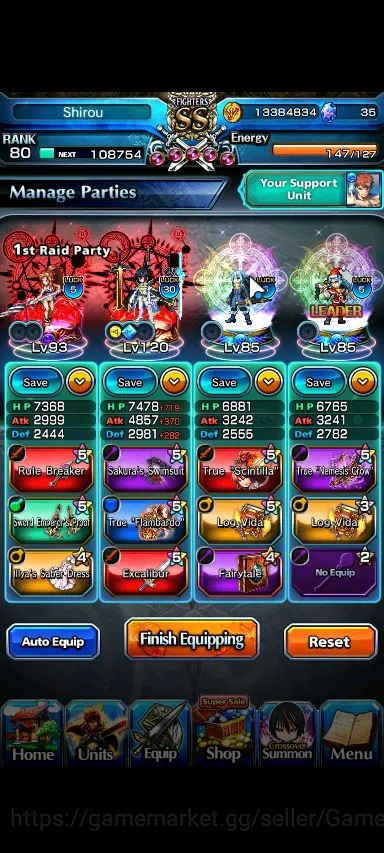 Grand Summoners Accounts End-Game Global|Rank 80|19 Ascend|EmiyaTW,S Miyu,MiyuTW,Isllid,Luvia&Rin,Luhan,Chloe,Saber,Etc|Lpot 3