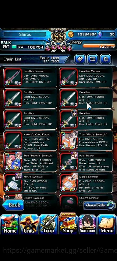 Grand Summoners Accounts End-Game Global|Rank 80|19 Ascend|EmiyaTW,S Miyu,MiyuTW,Isllid,Luvia&Rin,Luhan,Chloe,Saber,Etc|Lpot 9