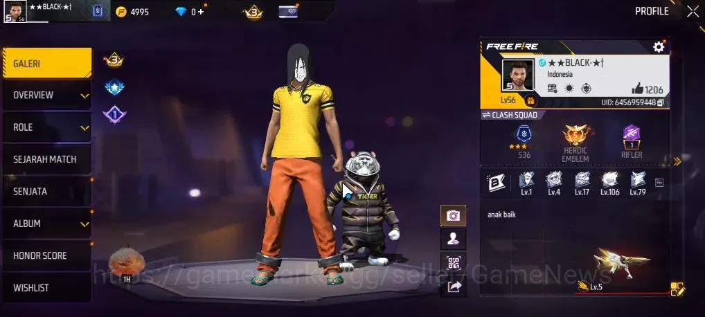 Free Fire Accounts Indonesia | M1887 Mamba Gnaw | MP5 Platinum Divini image 2