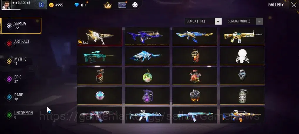 Free Fire Accounts Indonesia | M1887 Mamba Gnaw | MP5 Platinum Divini image 3