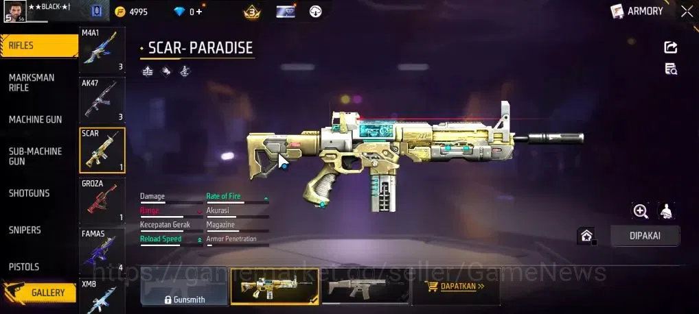 Free Fire Accounts Indonesia | M1887 Mamba Gnaw | MP5 Platinum Divini image 7
