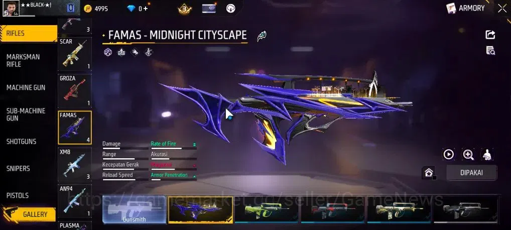 Free Fire Accounts Indonesia | M1887 Mamba Gnaw | MP5 Platinum Divini image 8