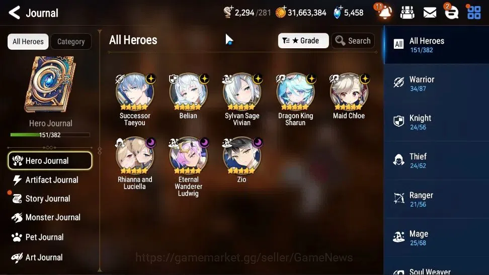 Epic Seven Accounts Starter GLOBAL UnVerif|New Era|8 ML(Rhiana&Luciela,Zio,Belian,etc)+Estelle,Rinak,Setsuka,Etc|5,4k 6