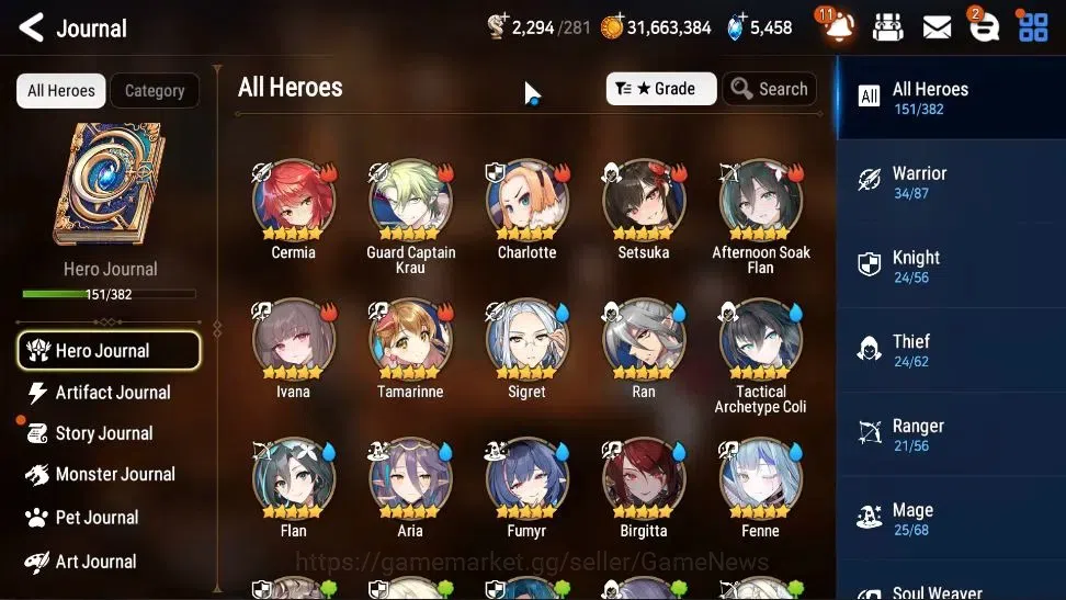 Epic Seven Accounts Starter GLOBAL UnVerif|New Era|8 ML(Rhiana&Luciela,Zio,Belian,etc)+Estelle,Rinak,Setsuka,Etc|5,4k 7