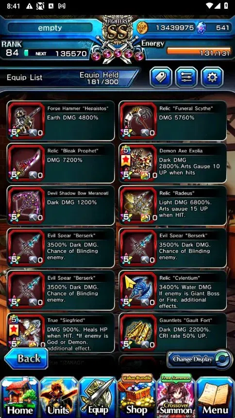 Grand Summoners Accounts Global|Rank 84|541 CC|15 Ascend+4 TW|[2x Okarun,In image 11