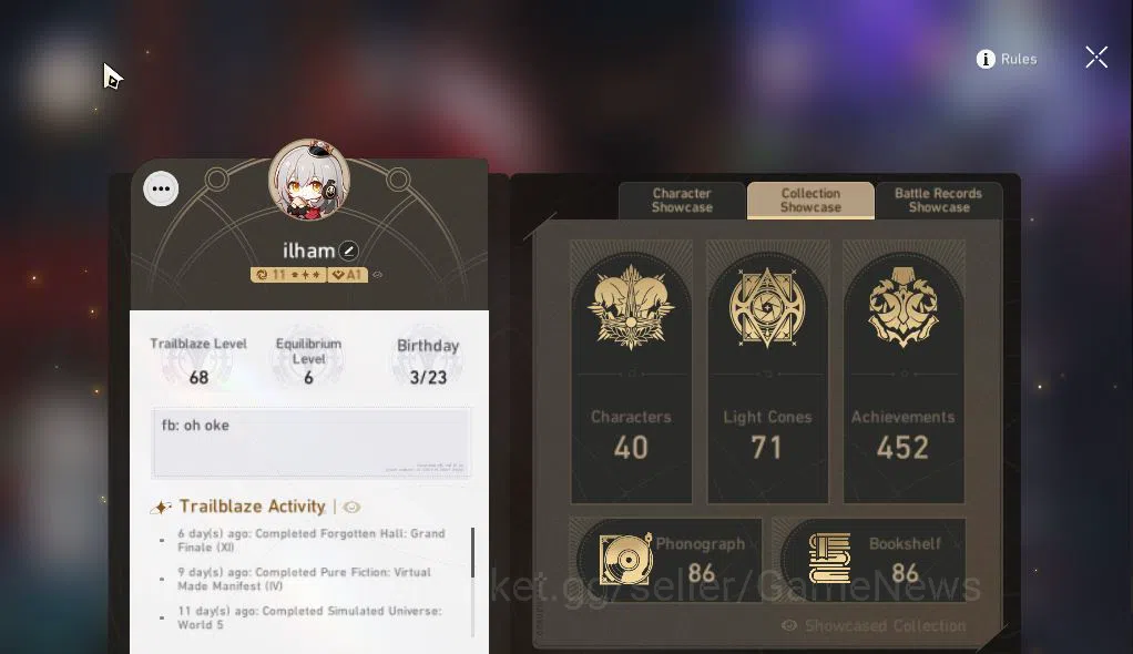 Honkai Star Rail Accounts Asia|TL 68|7,2K SJ|11 Limited|[Rappa,Acheron]+Sign image 10
