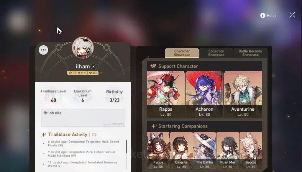 Honkai Star Rail Accounts Asia|TL 68|7,2K SJ|11 Limited|[Rappa,Acheron]+Sign image 11