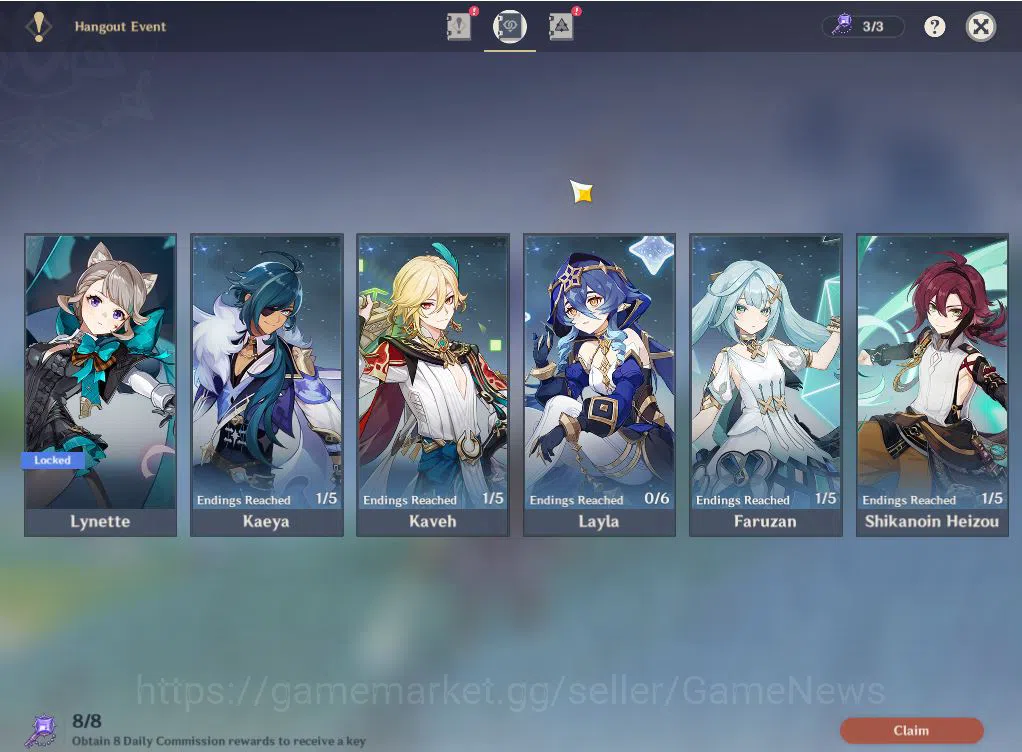Genshin Impact Accounts Mid Game ASIA|AR60|PremTeam Esscoffier,Flins,Yelan,Ayaka|15Limited 16