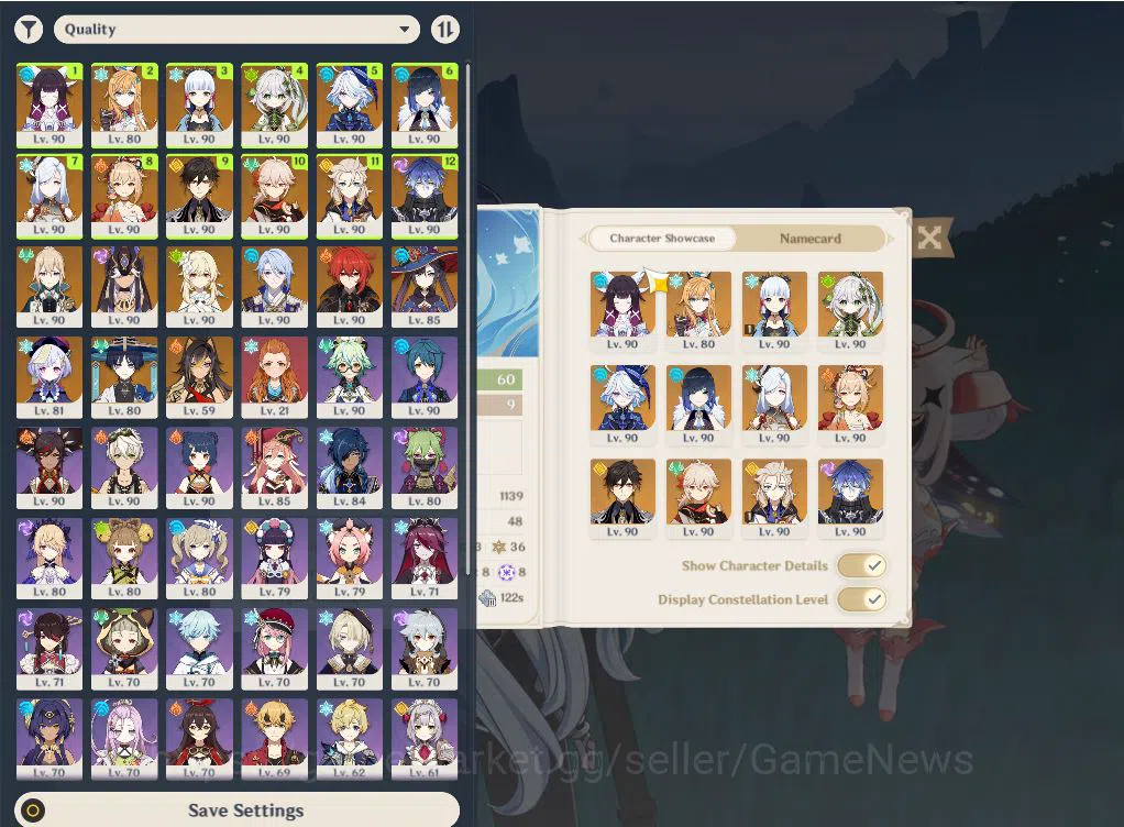 Genshin Impact Accounts Mid Game ASIA|AR60|PremTeam Esscoffier,Flins,Yelan,Ayaka|15Limited 2